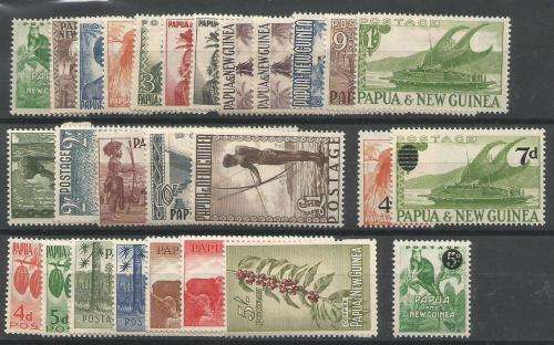 Papua New Guinea 1952 set of 17 with 6 half d shade plus additional 9 values  very fine mint
