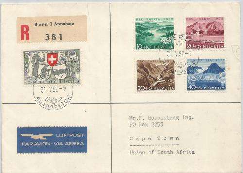 Switzerland 1952 Pro Patria first day cover with special cancellation   very fine