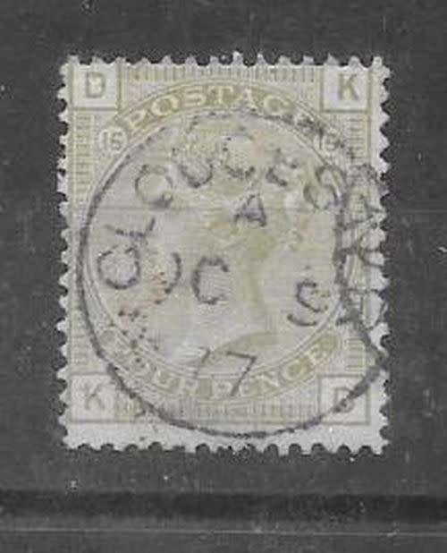 Great Britain 1873 4d sage green plate 15 very fine lightly used