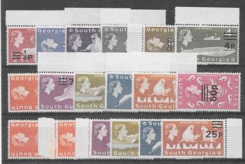 Falkland Is Dependencies South Georgia 1977 Surcharged set of 18 values very fine unmounted mint