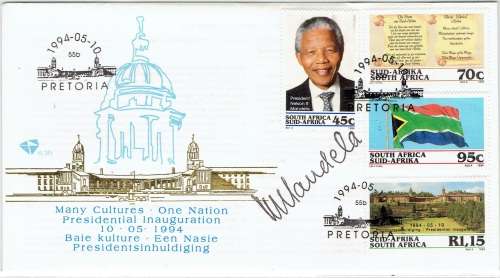 South Africa 1994 President Mandela Inauguration First day cover with Mandela signature very fine