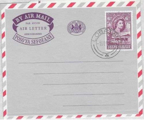 Bechuanaland 1955 QEII 6d airletter cancelled Lobatsi very fine