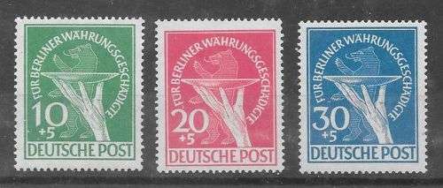 Germany West Berlin 1949 Wahrungs Geschadigte set of 3 very fine unmounted mint