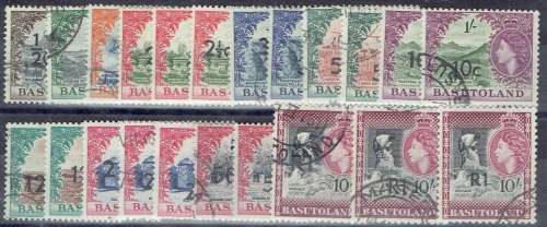 Basutoland 1961 Decimal surcharges complete set of 22 values very fine used
