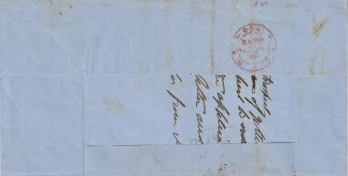 Natal 1864 India very early incoming part wrapper to Colonial Secretary