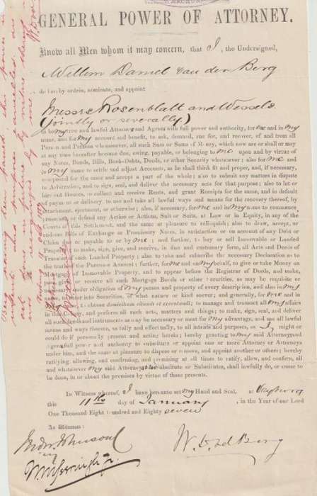 Bechuanaland Stellaland Revenue 1887 £1 on Power of Attorney Document very fine and very scarce