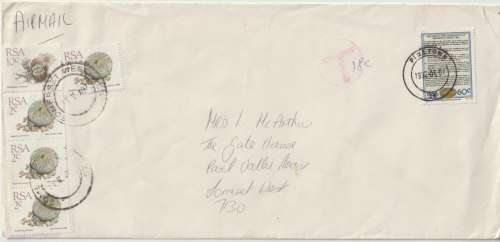 South Africa 1992 Succulent stamps used on 2 covers as postage dues