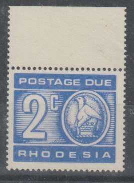 Rhodesia 1970 Postage Due 2c marginal printed on gum side very fine unmounted mint