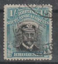 Rhodesia BSAC 1913/22 KGV Admiral Die II  perf 15 1s  fine used