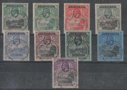 Ascension Islands 1922 KGV set of 9  very fine used