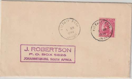 South Africa 1944, I XII,  Victory Fair  special cancellation on cover very fine