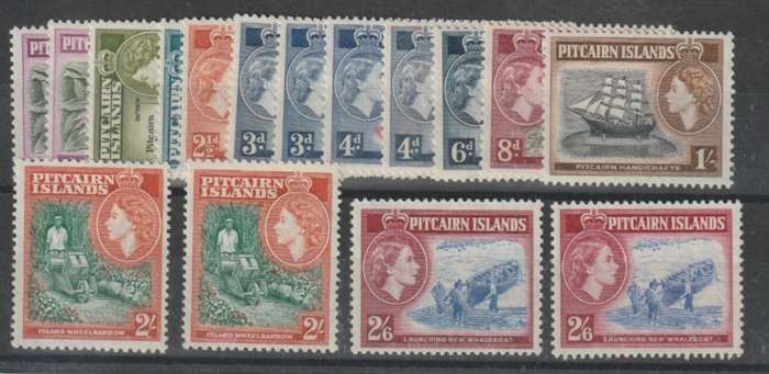 Pitcairn Island 1957/63 QEII set of 16 including shades  very fine unmounted