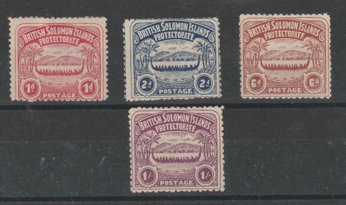 Br Solomon Islands 1907 1d, 2d, 6d & 1s fine mint
