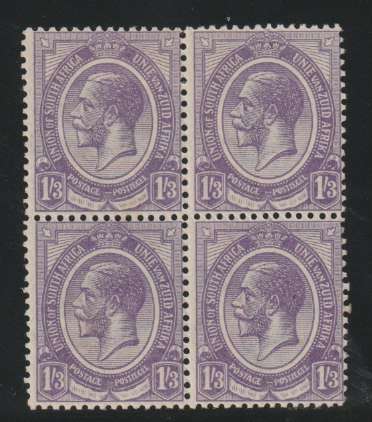 South Africa 1913 KGV 1s3d block of 4 inverted watermark very fine unmounted mint