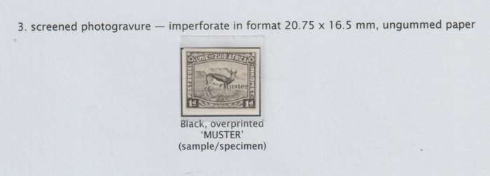 South Africa 1923 Harrison Essay 1d black  essay overprinted MUSTER very fine