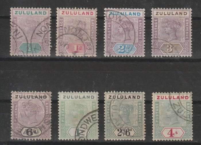 Zululand 1894 set of 8 to 4s very fine used