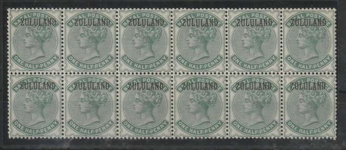 Zululand 1888 Natal 1/2d overprinted without stop block of 12