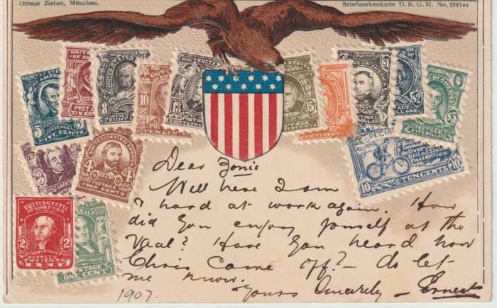 USA 1907 Stamp Embossed postcard used in Wolmeransstad Transvaal, very fine