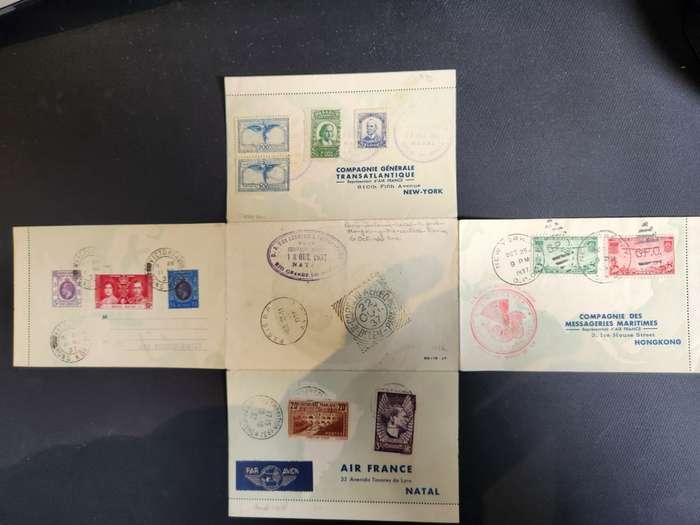 France 1937 Paris Brazil New York Hong Kong Paris Round World flight very fine