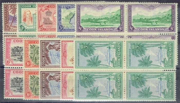 Cook Islands 1949 set of 10 in blocks of 4 very fine unmounted mint