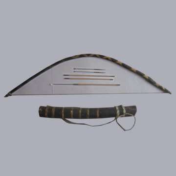 African Bow And Arrow With Wooden Qiuver - More Than Likely Bushman.