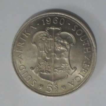 South Africa One Crown (5 Shilling) Silver Coin - Very Very Good Condition