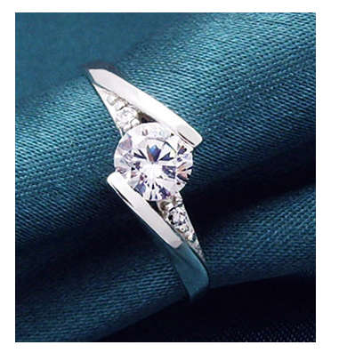 Gorgeous Cr. Diamond Set in 925 Silver Imported Filled Ring with 925 Stamp
