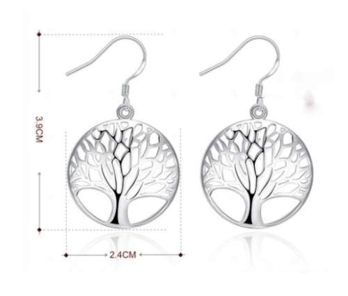 Attractive 925 Sterling Silver Tree of Life Drop Imported Filled Earrings