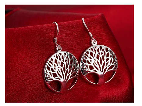 Attractive 925 Sterling Silver Tree of Life Drop Imported Filled Earrings