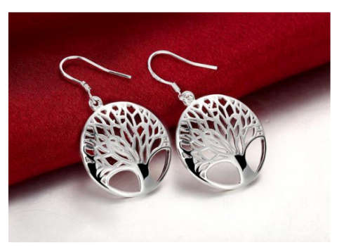 Attractive 925 Sterling Silver Tree of Life Drop Imported Filled Earrings