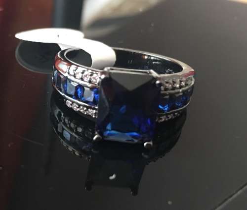 Dazzling Sim Sapphire Set in  925  Sterling Silver  Ring Imported Filled Jewellery