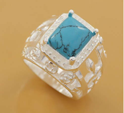 @@@@ TURQUOISE GEMSTONE SET IN 925 STERLING SILVER RING @@@@
