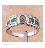 Eye Catching -- Size 7 -- Fire Opal Gorgeously Set in 925 Silver Ring