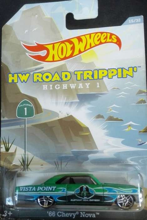 Diecast Hotwheels Road Trippin'  '66 Chevy Nova (green)