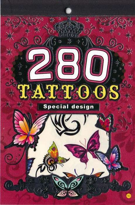 6 PAGES of  Special Design Butterfly style Full Colour Temporary Tattoo Booklet