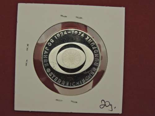1974 Austria 50 Schilling 50th Anniversary of broardcasting coin