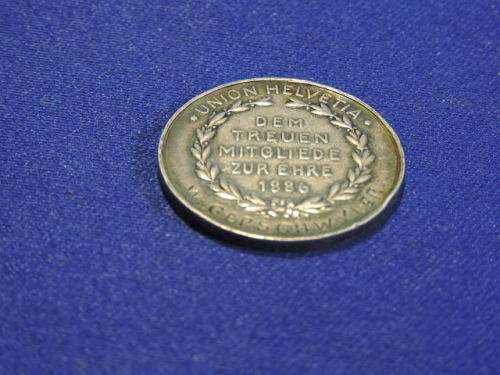 Sterling Silver Swiss MEDALLION for loyal service UNION HELVETIA 1886