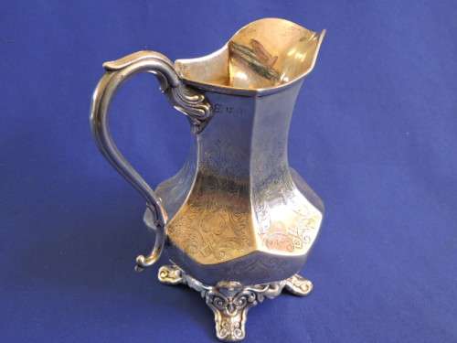 Hallmarked Sterling Silver Jug C1850  Maker Hawksworth Eyre & Co