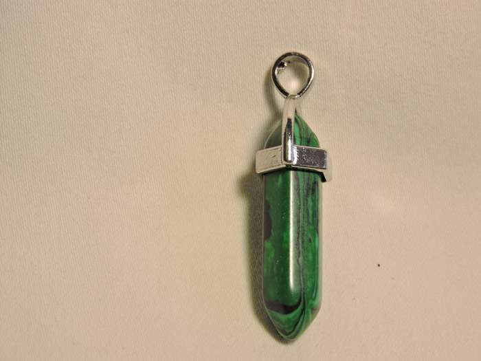 Contemporary Verdite pendant ( crystal cut green stone pendant).