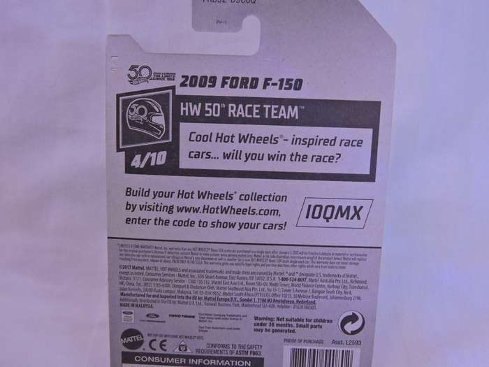 Hot wheels FORD F-150 Pick up Bakkie ( HW ZAMAC ) Special 50th Rims Long Card
