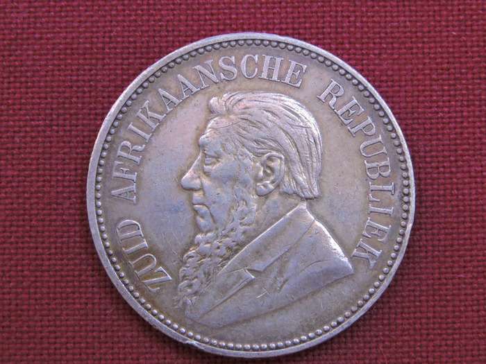 1897 ZAR 2 1/2 Shillings ( 2/6 Half Crown ) Paul Kruger .925 Sterling Silver coin