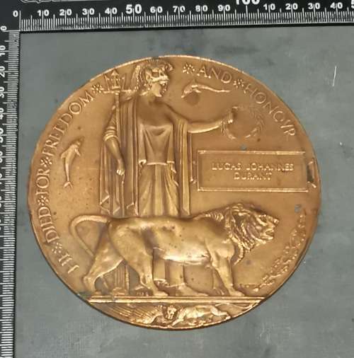WW1 SOUTH AFRICAN  NAMED DEATH PENNY FRENCH CAMPAIGN