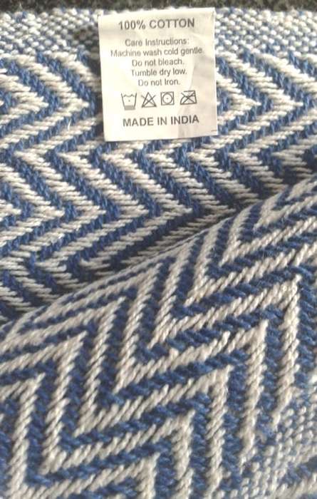Dark blue cotton throw / blanket 127cm x 152cm