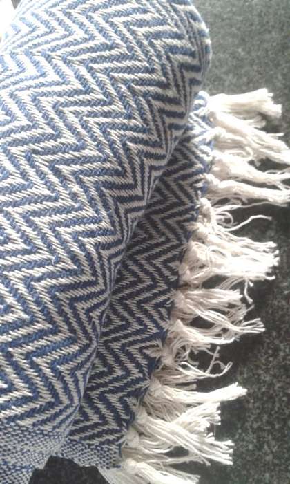 Dark blue cotton throw / blanket 127cm x 152cm