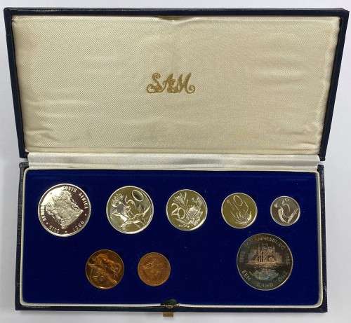 South African 1986 Silver Uncirculated Proof Mint Set celebrating 100 Years of JHB Mining..