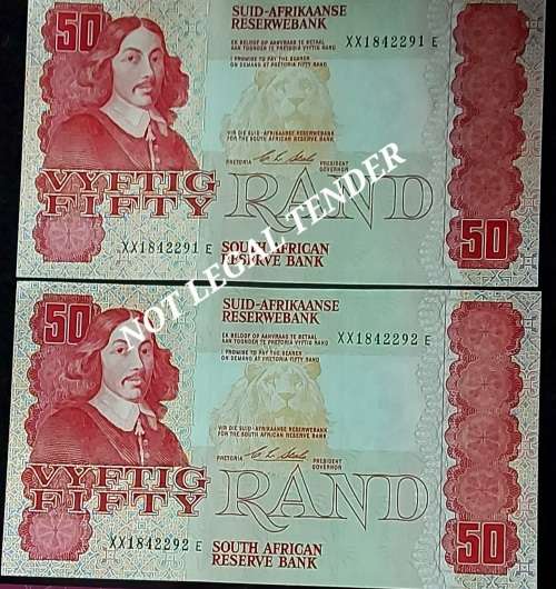 2 x SEQUENTIAL SOUTH AFRICAN REPLACEMENT  R50 NOTES