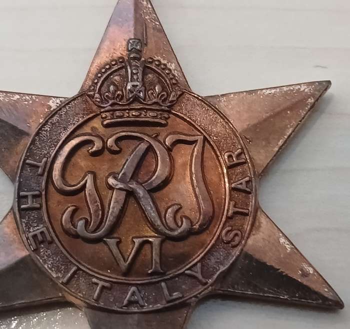 3 X WW2 STAR MEDALS:  A.S. DAVIES  - THE AFRICA STAR , THE ITALY STAR AND THE 1939-1947 STAR