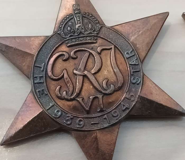 3 X WW2 STAR MEDALS:  A.S. DAVIES  - THE AFRICA STAR , THE ITALY STAR AND THE 1939-1947 STAR