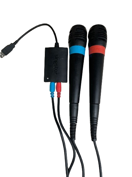 PlayStation SingStar Wired Microphones (PS2 / PS3 / PS4)(Pwned) BLUE and RED