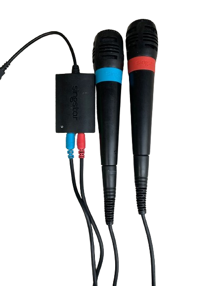 PlayStation SingStar Wired Microphones (PS2 / PS3 / PS4)(Pwned) BLUE and RED